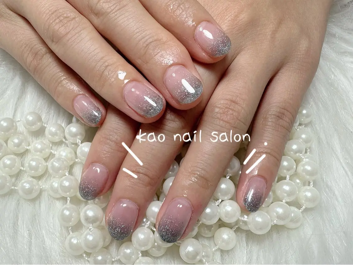 ネイル チークネイル 長さ出し フレンチネイル ジェルネイル ガラスフレンチ kao nail マグネット/長さだしのネイルデザイン
