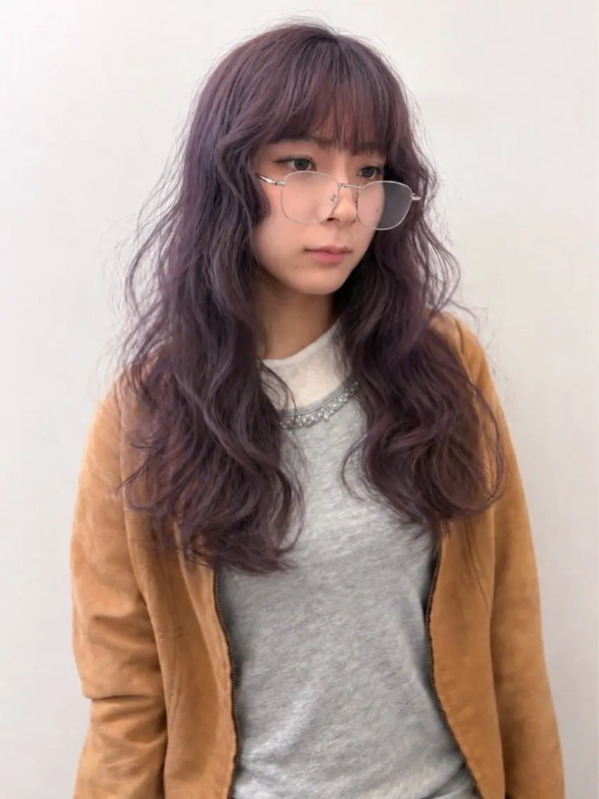 ロング カラー グレージュ ラベンダーカラー ラベンダーグレージュ ラベンダーグレー ヘアカラー 名古屋カラーモデル/ 暖色カラー/リカのヘアスタイル