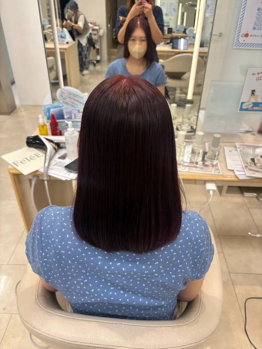 ミディアム ヘアカラー ブリーチなし透明感/ 韓国/平塚のヘアスタイル