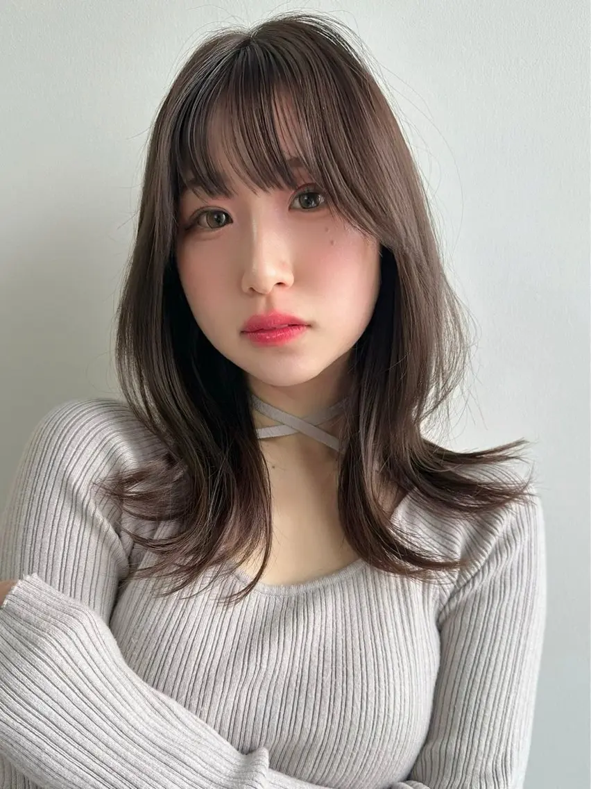 セミロング カラー むっちー/河原町/ 縮毛矯正/韓国ヘアーのヘアスタイル