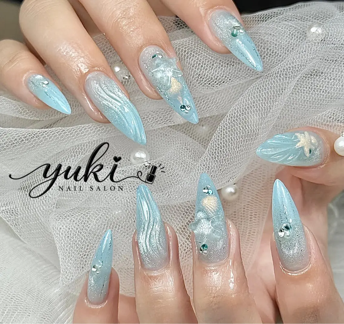 ネイル アートネイル ボルドー フレンチネイル ジェルネイル 氷ネイル・うるうるネイル ハンドネイル Yuki Nailsalonのネイルデザイン