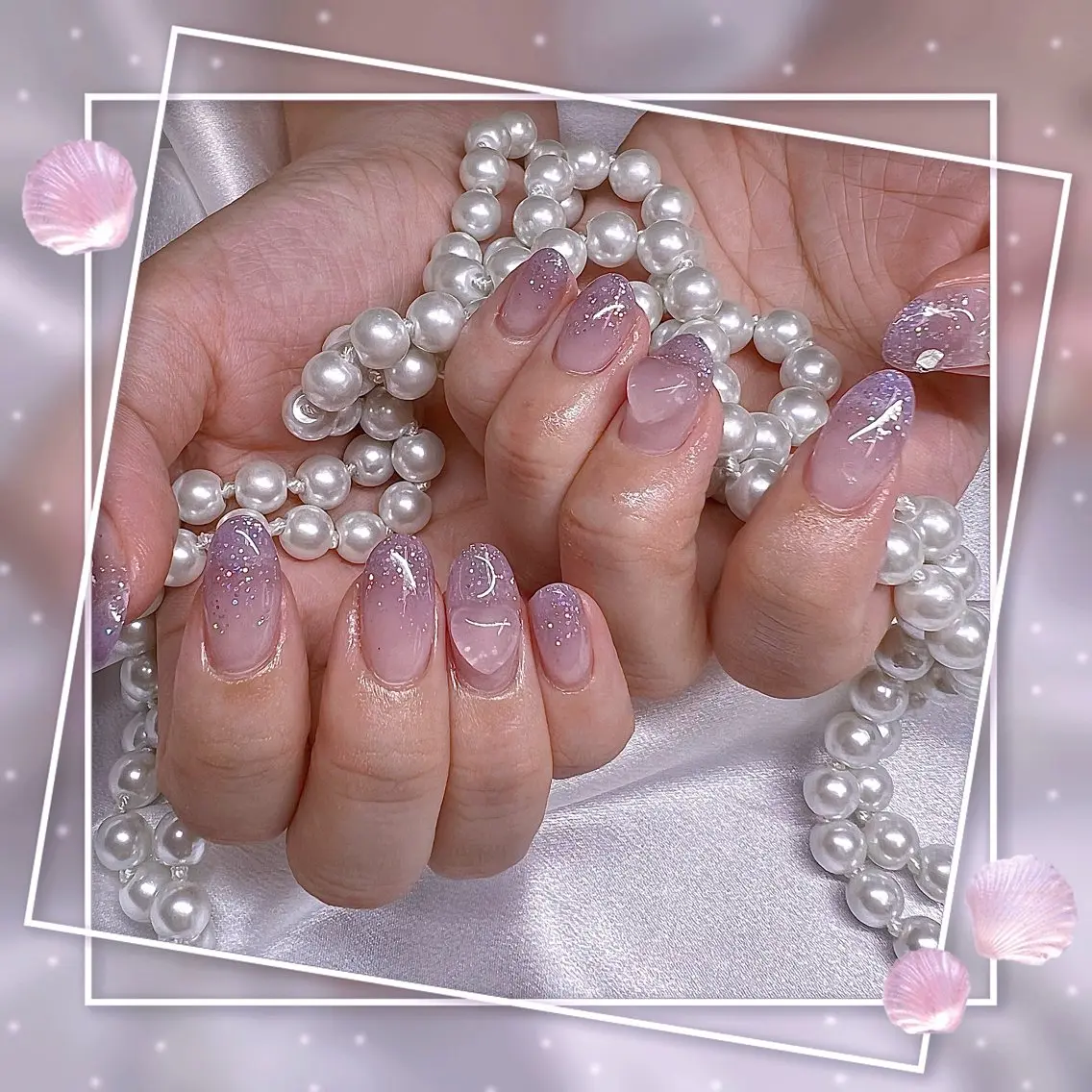 ネイル フレンチネイル キラキラネイル 韓国ネイル マグネットネイル マグネットフレンチ Chill Nailsalonのネイルデザイン