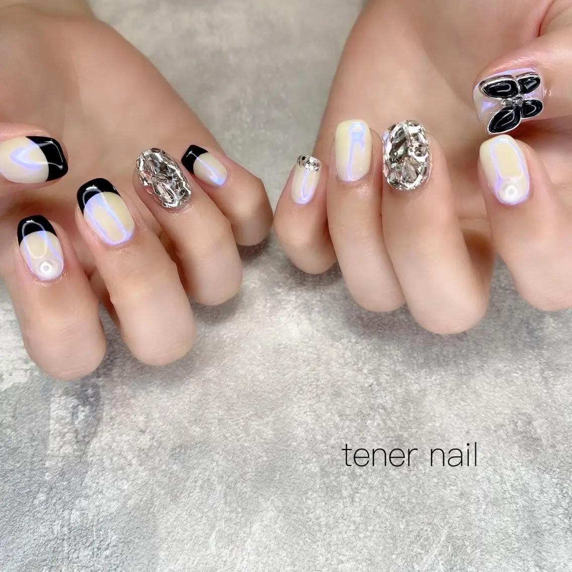 ネイル フレンチネイル ストーンネイル テネルネイル tener nailのネイルデザイン