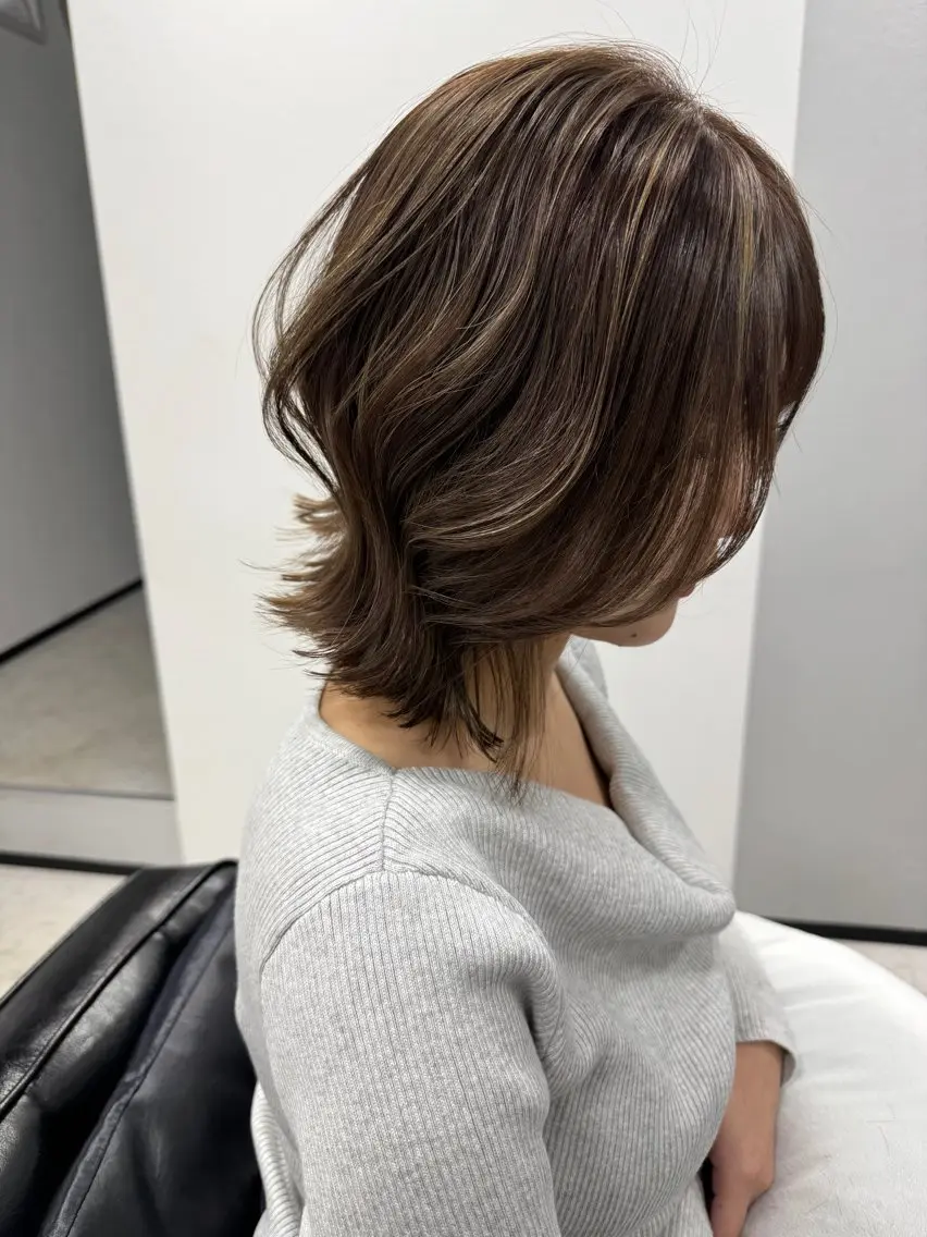 ミディアム カラー カット ヘアカラー トリートメント ヒラガカナ▼ ECLAT HAIRのヘアスタイル