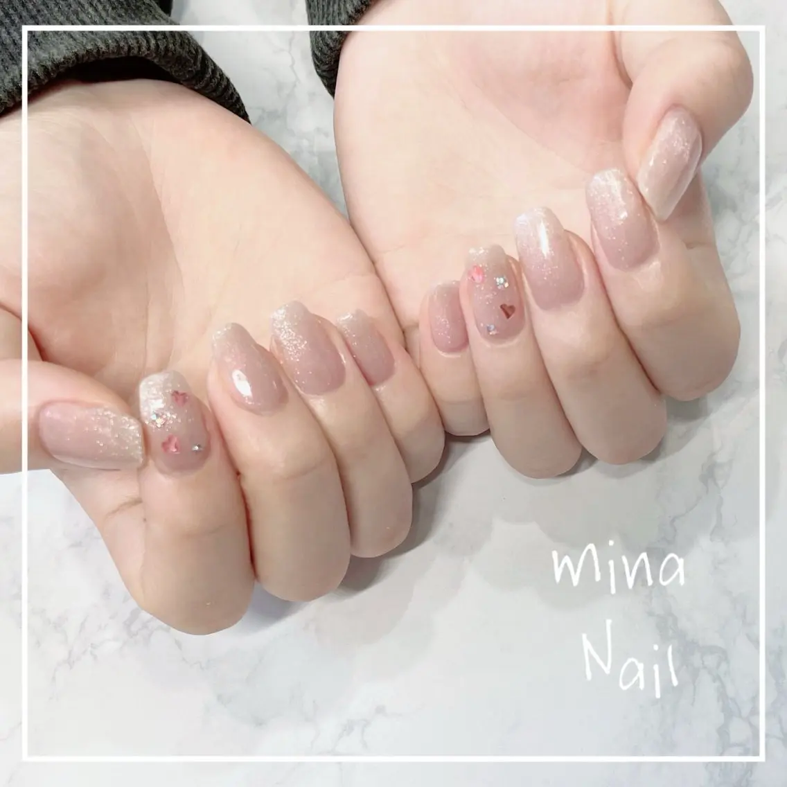 ネイル ハート ホログラムネイル マグネットネイル mina Nailのネイルデザイン