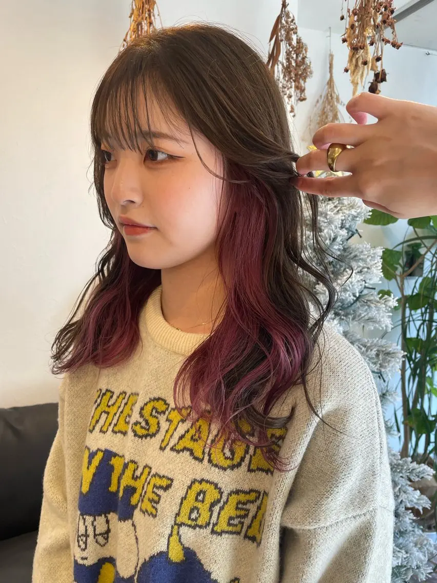 ロング カラー カシス ピンクカラー ヘアカラー m ā l o.🌷 サカモトマイコのヘアスタイル