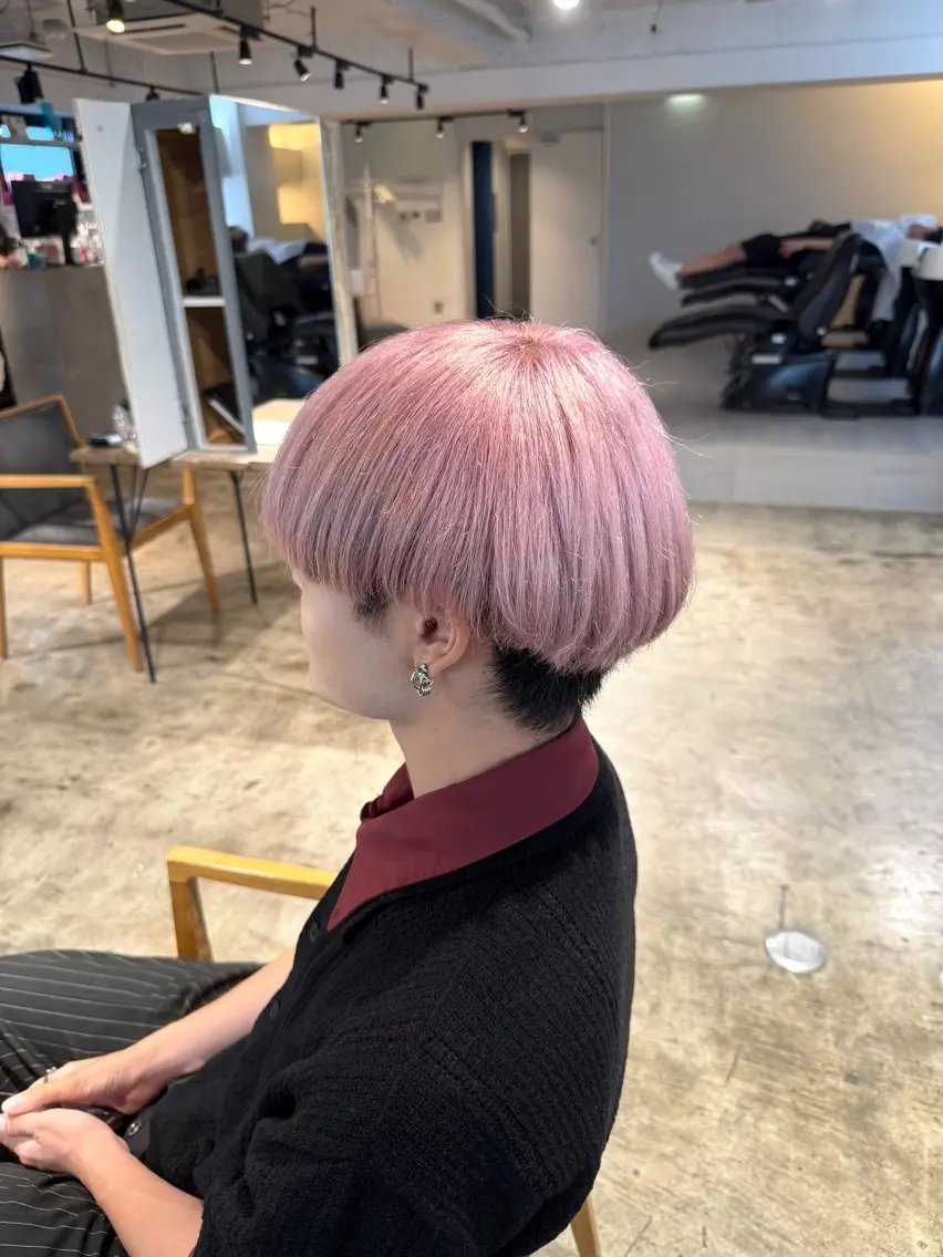 ショート カラー ブリーチ ピンクカラー ヘアカラー トリートメント 🫧ブリーチカラー/ 透明感/メンズ/みきのヘアスタイル