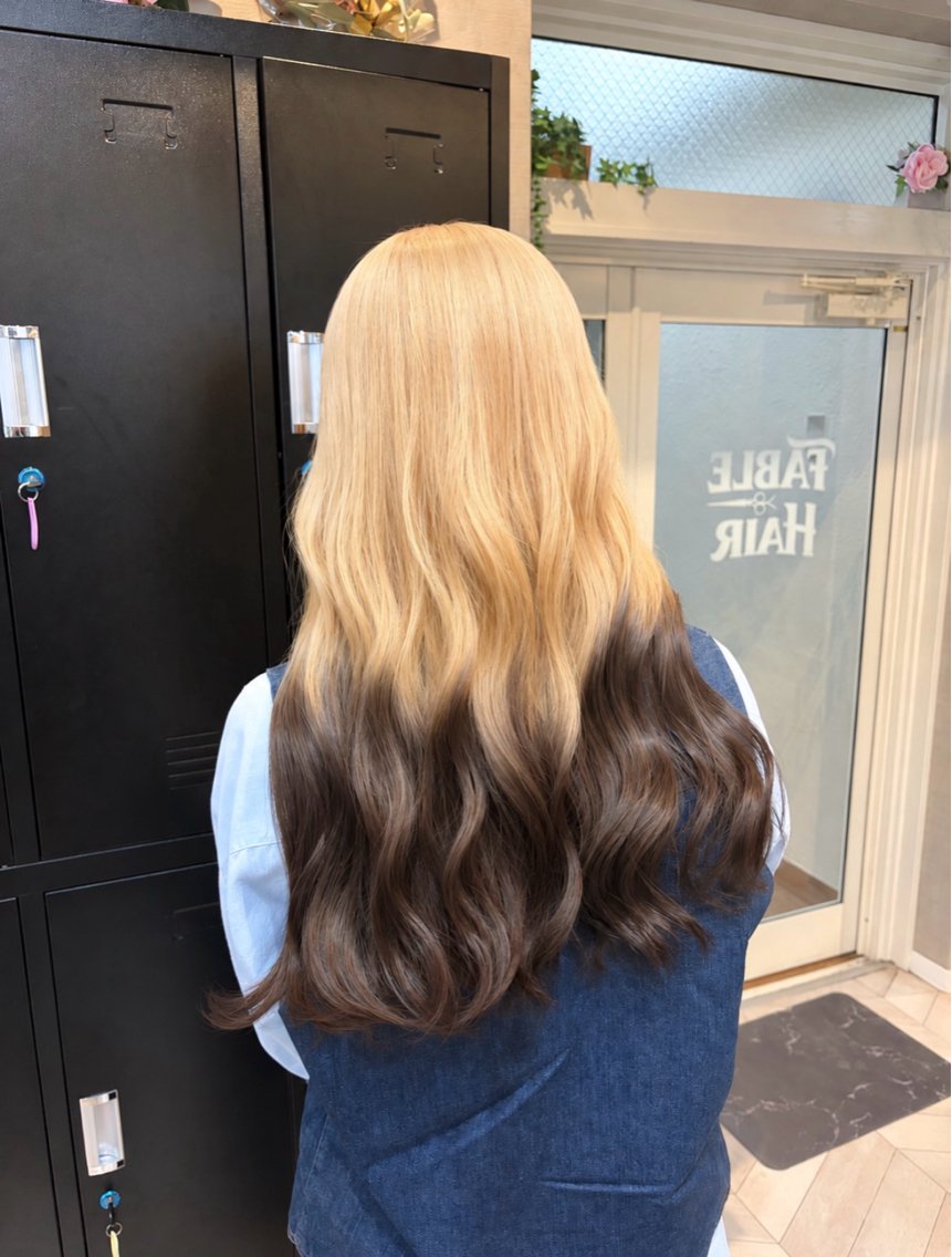 ロング カラー ブロンド ブラウンカラー デザインカラー ヘアカラー 🩵デザインカラー/ レイヤーYUZU🩵のヘアスタイル