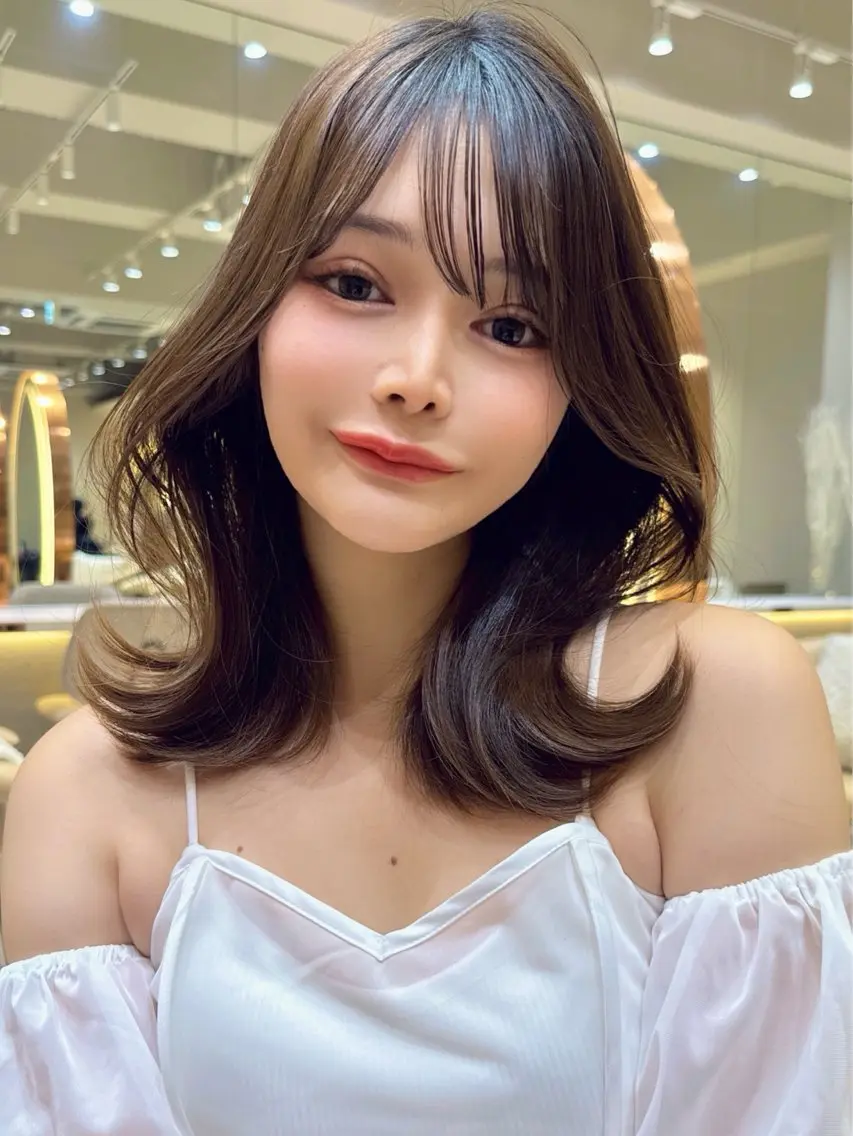 ミディアム カット ヘアカラー トリートメント ❤️縮毛矯正❤️ 髪質改善❤️平野実花のヘアスタイル