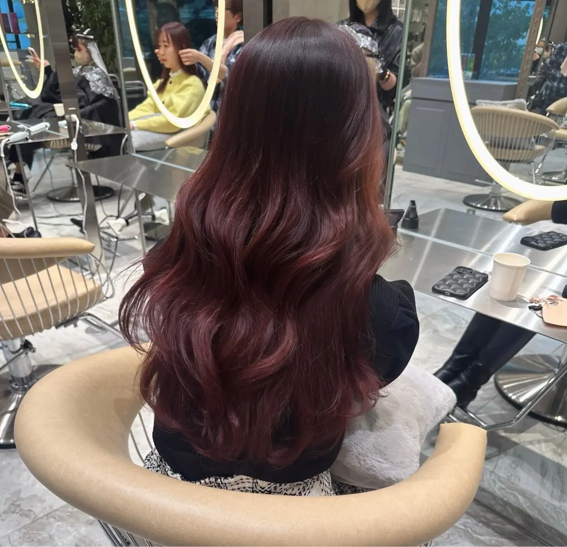 ロング カラー レッドカラー カット ヘアカラー トリートメント ブリーチなし/暖色/ 透明感/ririkaのヘアスタイル