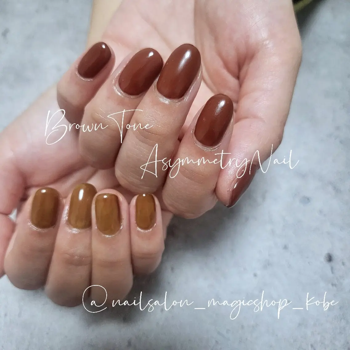 ネイル べっ甲ネイル ブラウン ジェルネイル マットネイル ワンカラーネイル ハンドネイル Nailsalon MagicShopのネイルデザイン