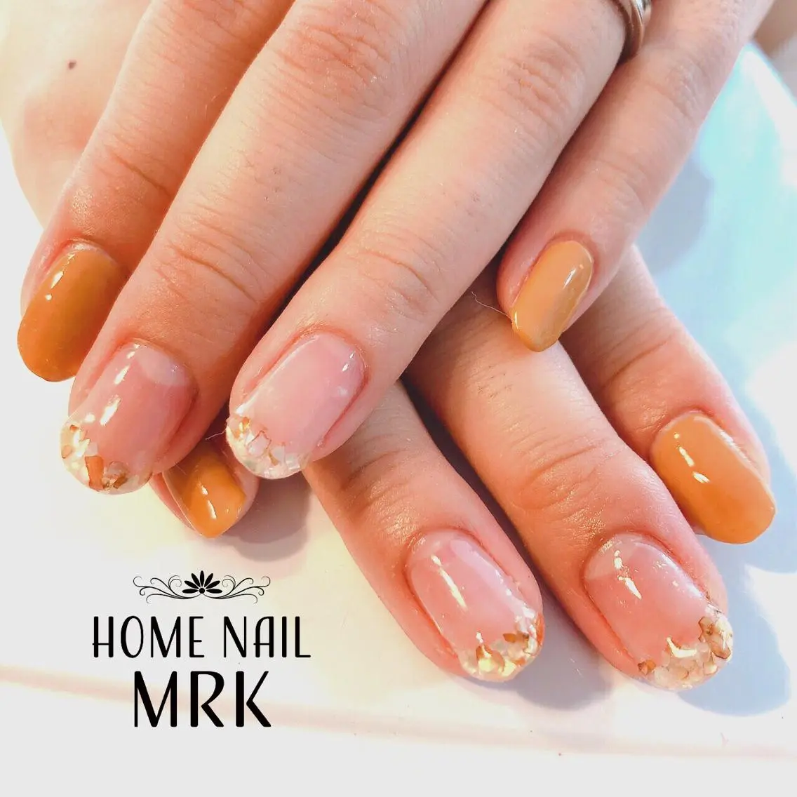 ネイル フレンチネイル 持ち込み オレンジ MARUKO nailのネイルデザイン