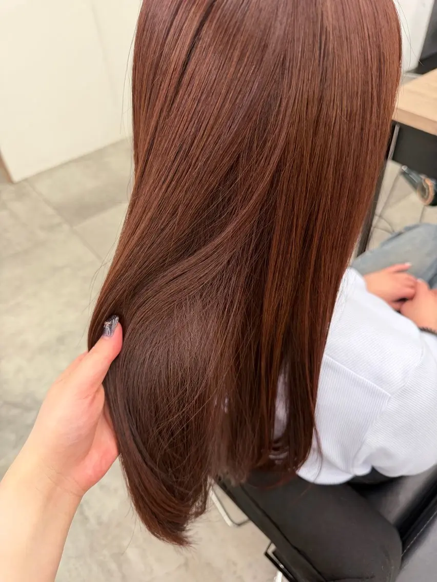 セミロング カラー ブラウンカラー ピンクカラー ピンクブラウン ヘアカラー トリートメント 💟艶カラー・トリー トメント/リサ🤍のヘアスタイル