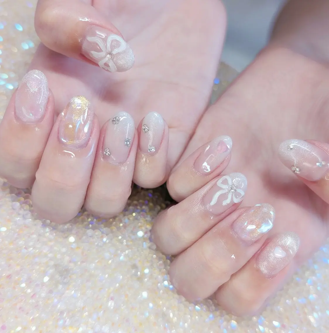 ネイル 長さ出し ハート 韓国ネイル マグネットネイル ニュアンスネイル ハンドネイル I LOVE ME NAIL.｡.:*♡のネイルデザイン