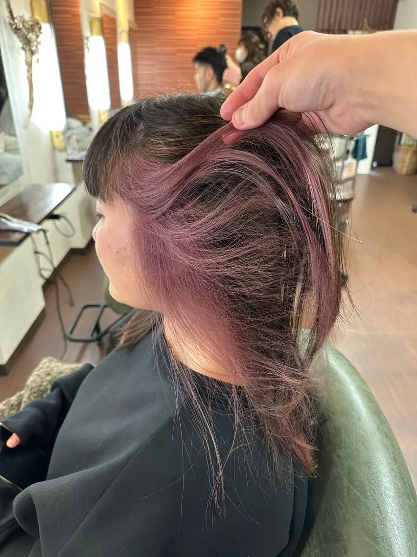 ロング カラー 透明感カラー ピンクカラー ヘアカラー 💜推しインナー カラー/菊池柊真💜のヘアスタイル