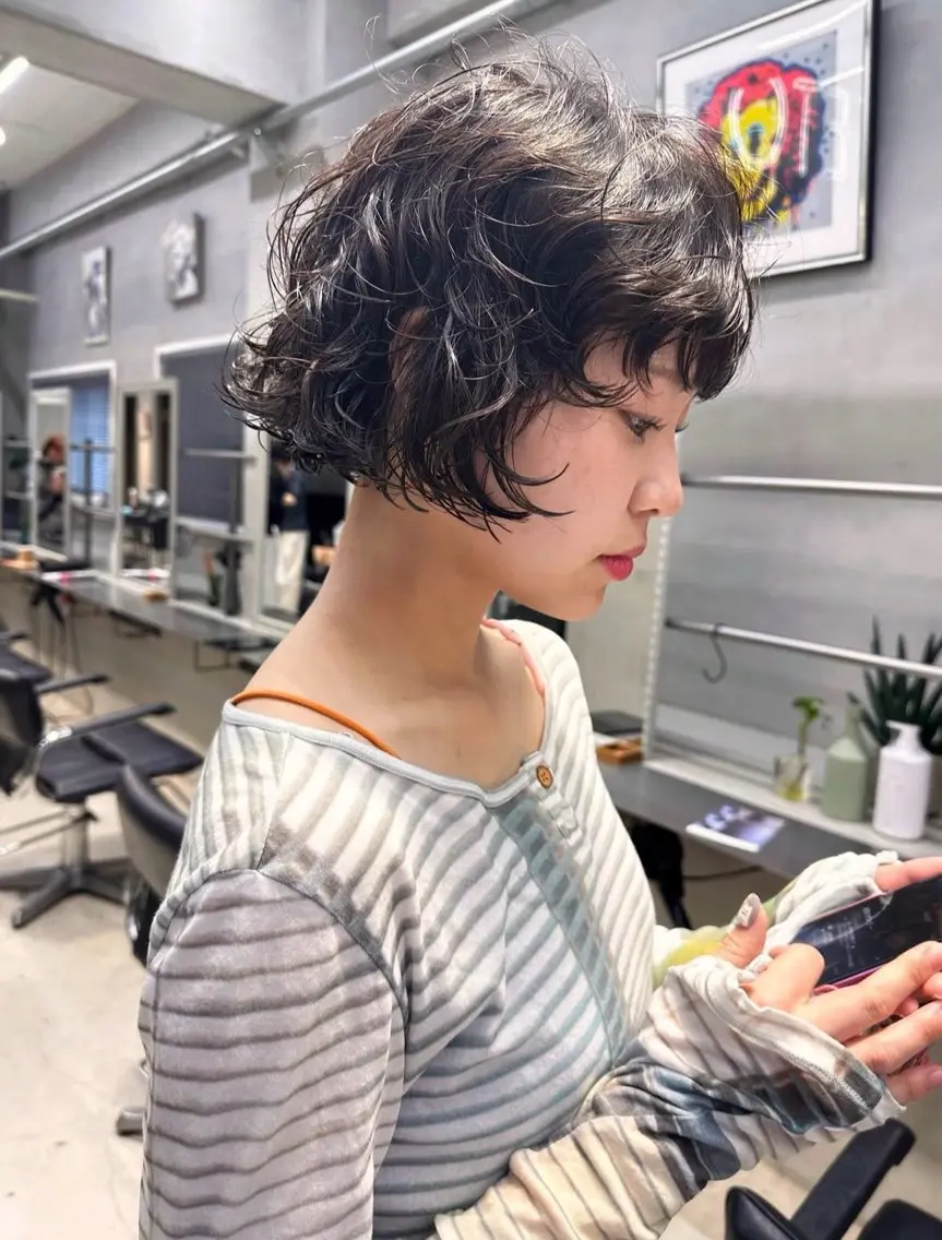 ショート パーマ カット パーマ トリートメント パーマ /レイヤー 榛地渉馬 /矢場町のヘアスタイル