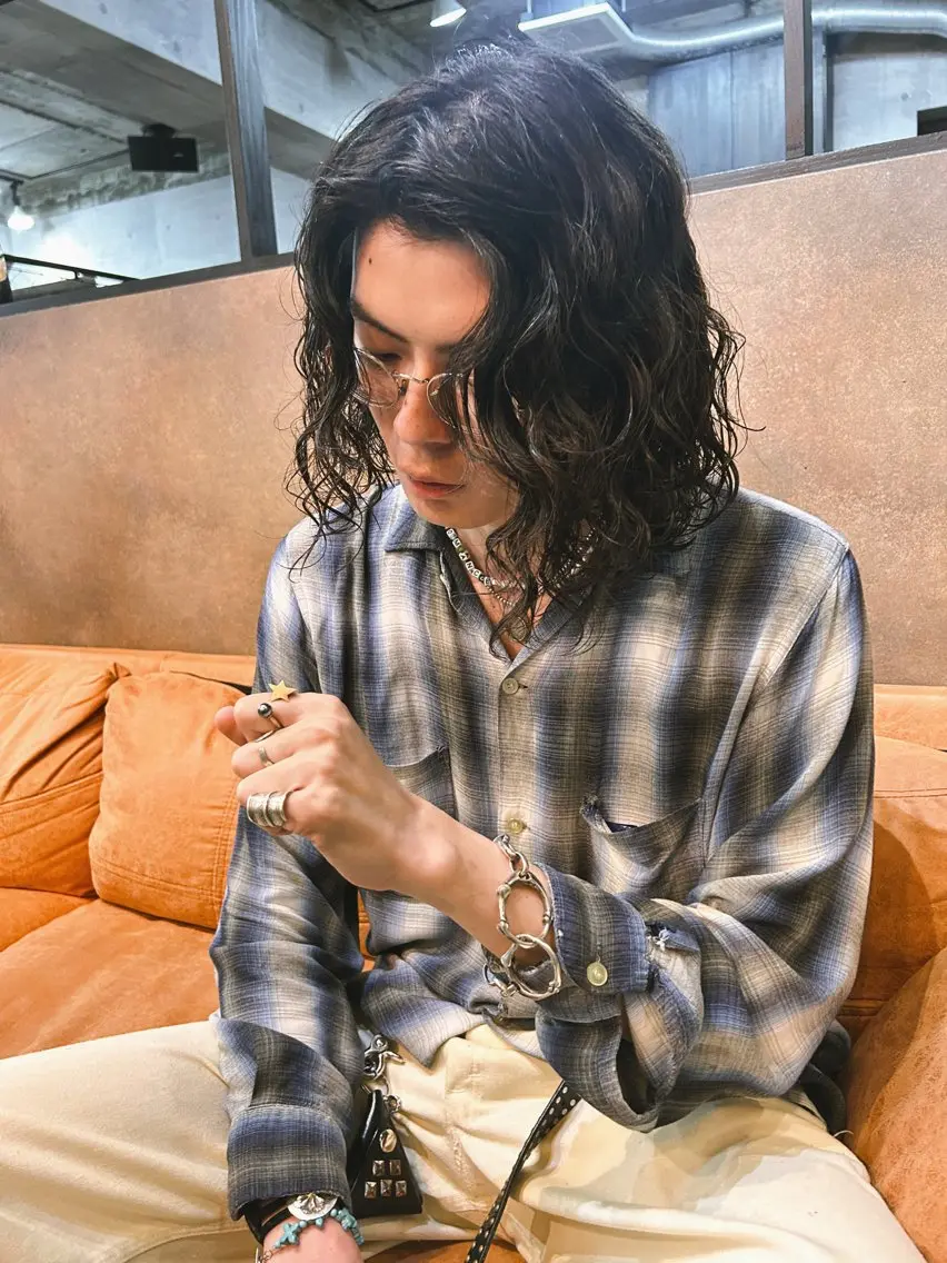 ロング パーマ メンズ メンズパーマ ロング カット パーマ トリートメント kazuki iconのヘアスタイル
