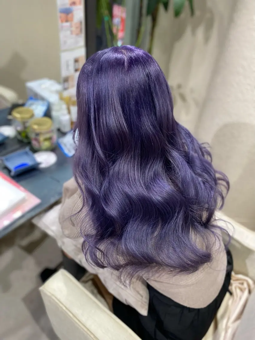カラー ブルーカラー ブルーラベンダー ラベンダーカラー ヘアカラー トリートメント ハイトーン✨艶髪💘 💘 AYANO💘のヘアスタイル