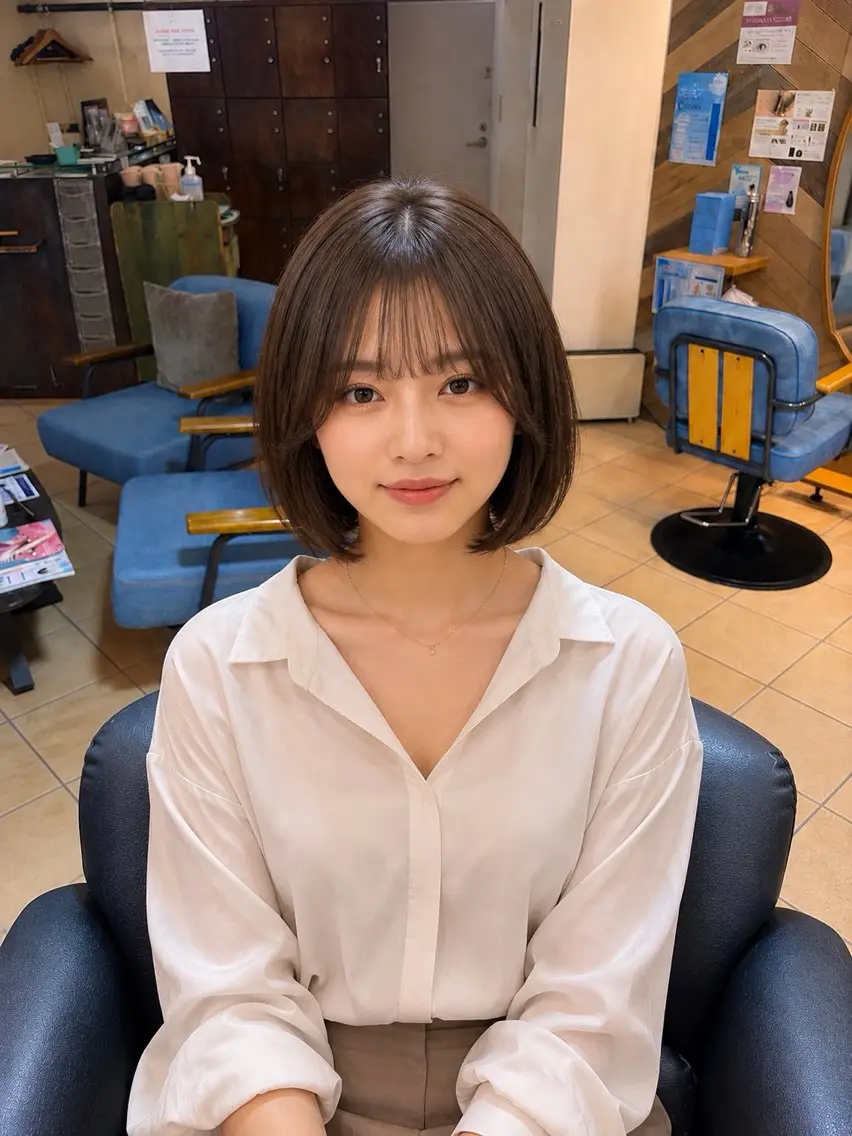ショート 切りっぱなしボブ 前下がりボブ ボブ 顔周りカット 髪質改善 カット ヘアカラー メンズカット/ボブ /透明感/濱川響太のヘアスタイル