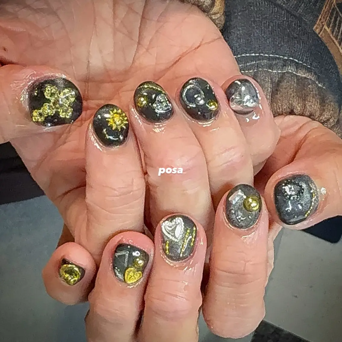 ネイル ゴールド マグネットネイル シルバー シンプルネイル ハンドネイル posa nail モエミのネイルデザイン