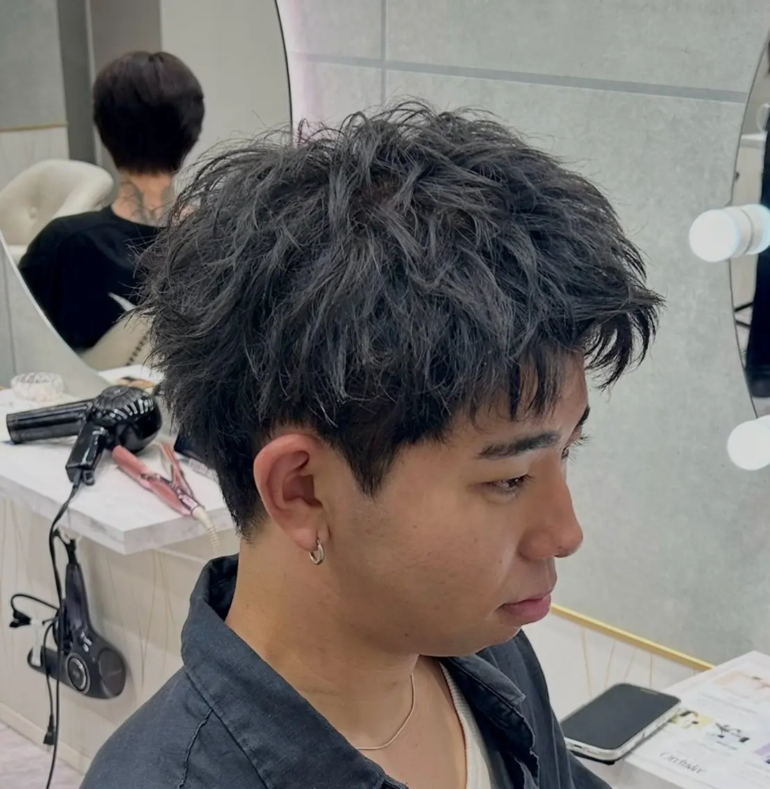 ショート パーマ メンズ カット パーマ 岩城 滉成のヘアスタイル