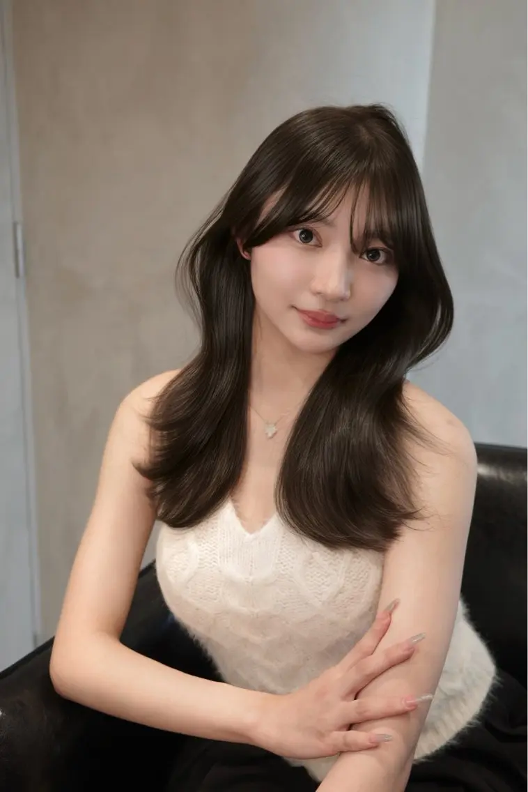 ロング 髪質改善 レイヤーカット 似合わせカット カット ヘアカラー トリートメント 期間限定｜青山｜ 美顔形成カットのヘアスタイル
