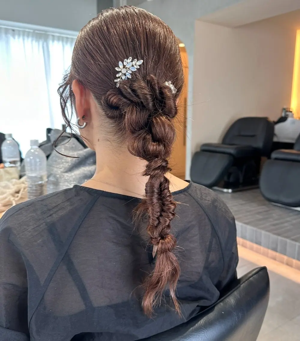 ロング ヘアアレンジ 結婚式・ブライダル 浴衣 ヘアセット 艶髪/ボブモデル 募集🫧Terukaのヘアスタイル
