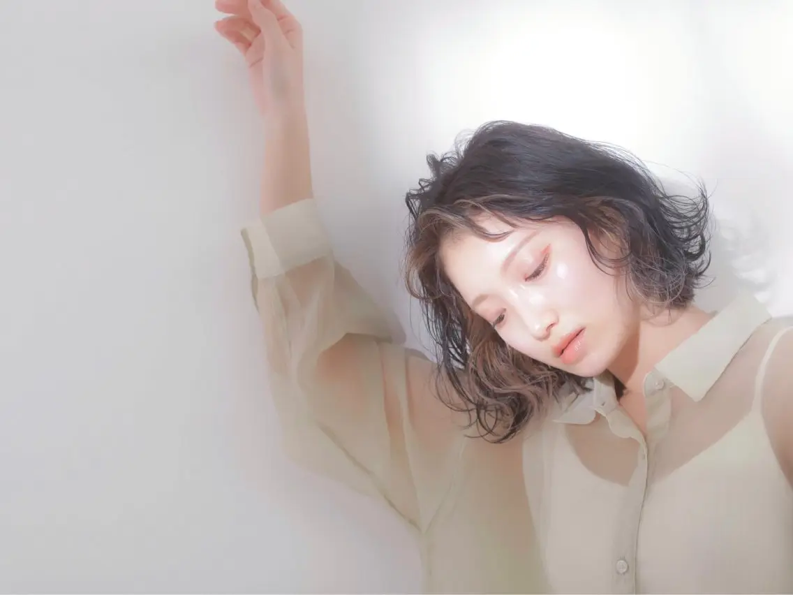 ミディアム パーマ カット ヘアカラー 上新庄NO1髪質改善 See.店長深田強のヘアスタイル