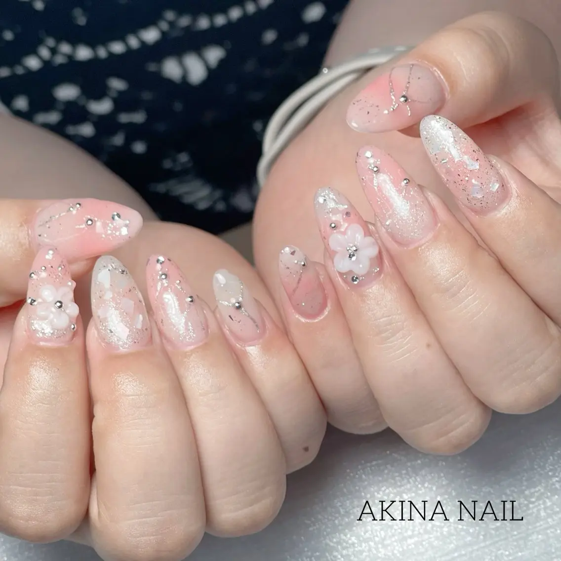 セミロング 韓国風ヘア ハンドネイル Akina Nail 亀戸のネイルデザイン