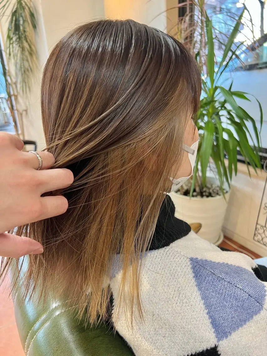 ミディアム カラー ヘアカラー トリートメント 石井 佑樹のヘアスタイル