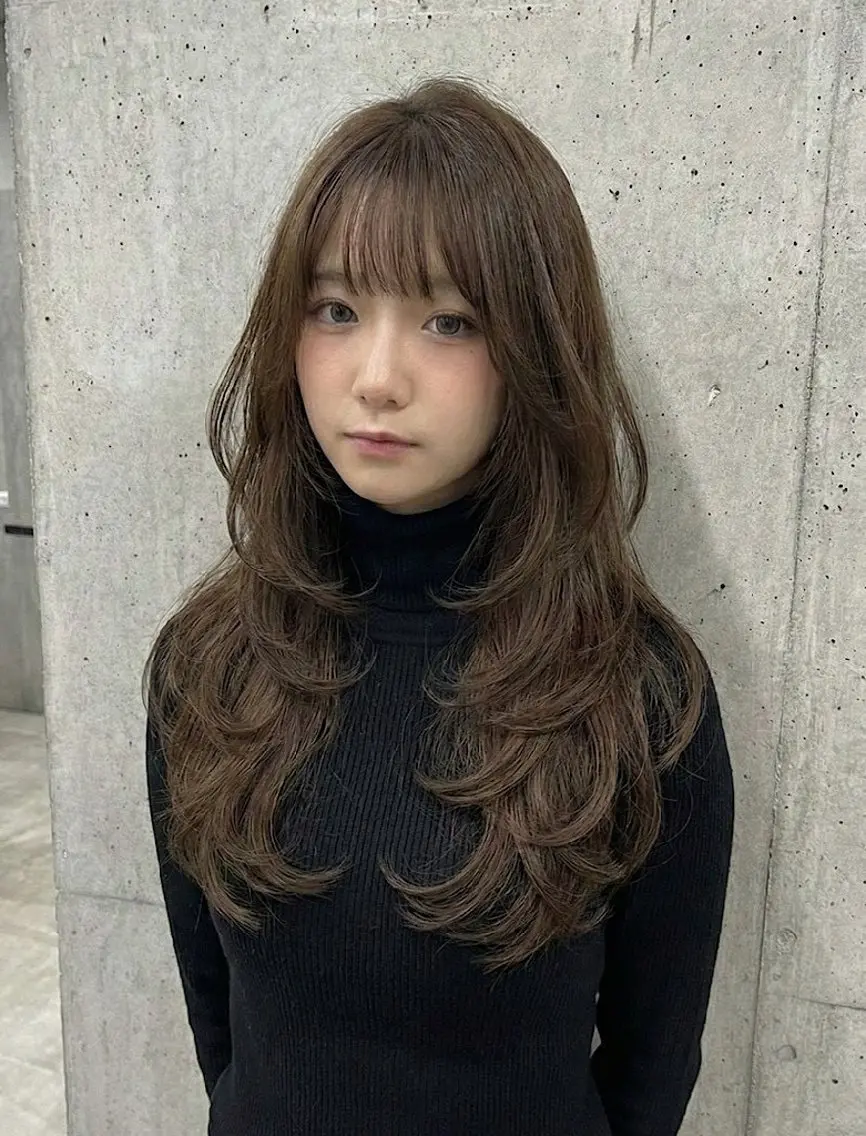 カラー ロング カット ヘアカラー トリートメント piLLon 心斎橋のヘアスタイル