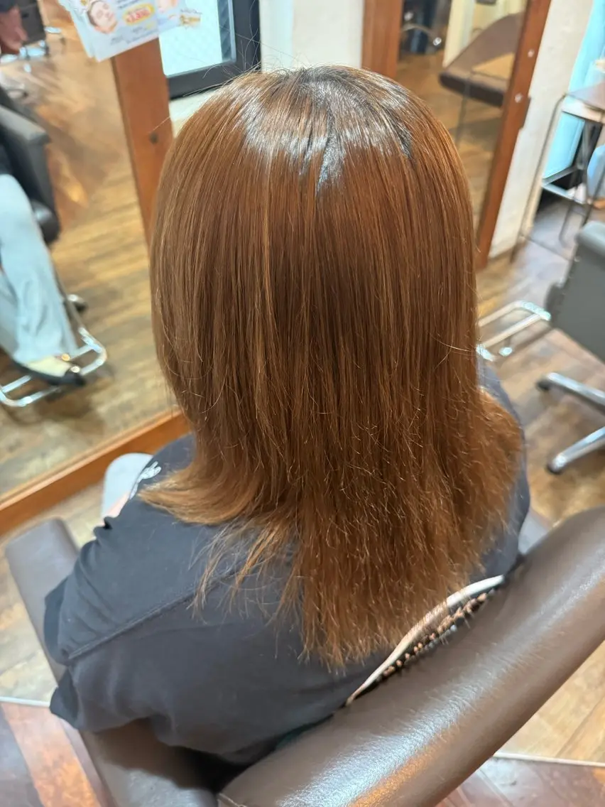 ミディアム 縮毛矯正 トリートメント さらや みあきのヘアスタイル