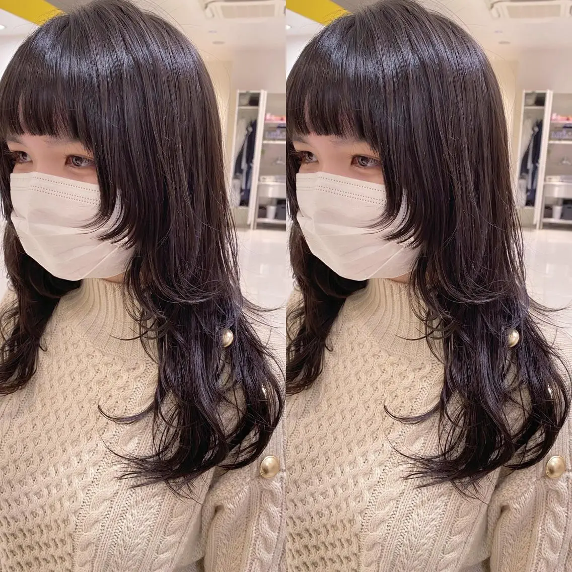 セミロング カラー ウルフカット ウルフカット ハッシュカット/七海のヘアスタイル