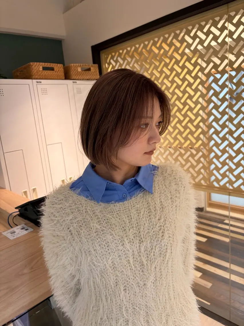 ショート ボブ 縮毛矯正 カット れん/大阪美容室 縮毛矯正/髪質改善のヘアスタイル