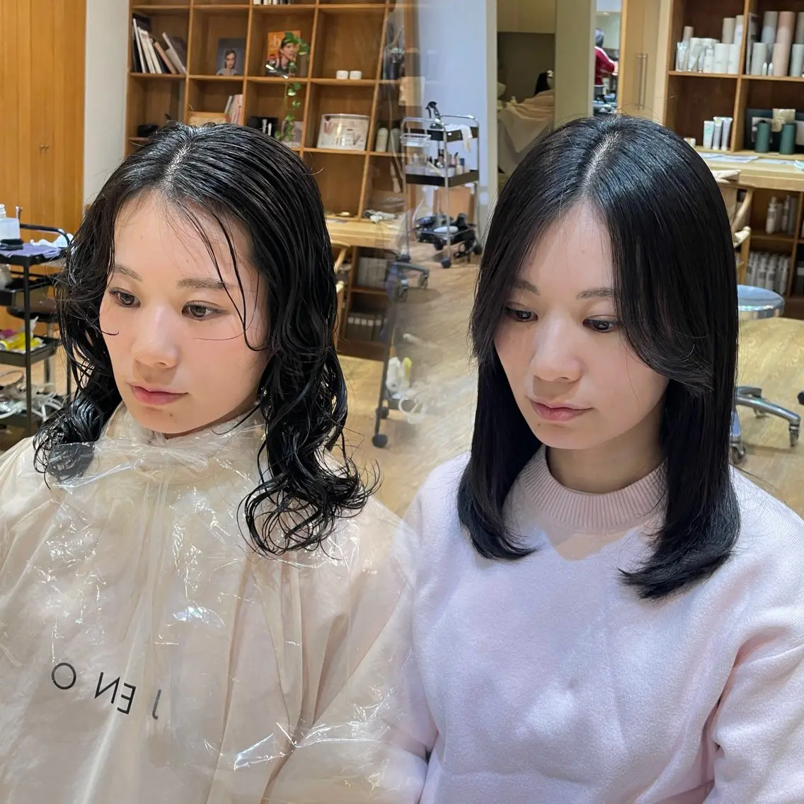 セミロング パーマ セミロングパーマ 縮毛矯正 縮毛矯正/レイヤー 🌙児玉光瑠のヘアスタイル