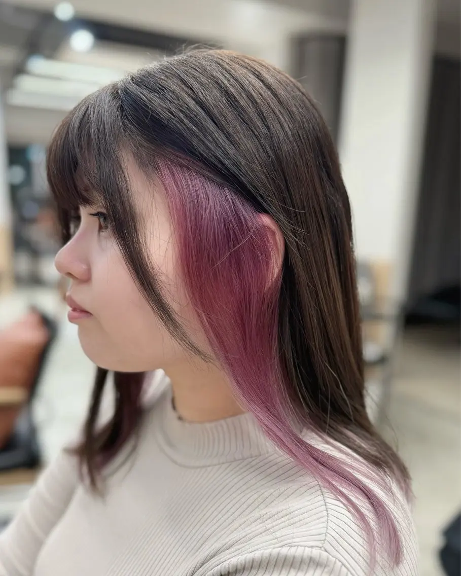 ミディアム カラー ヘアカラー トリートメント 縮毛矯正/髪質改善 インナーカラーせいぎのヘアスタイル