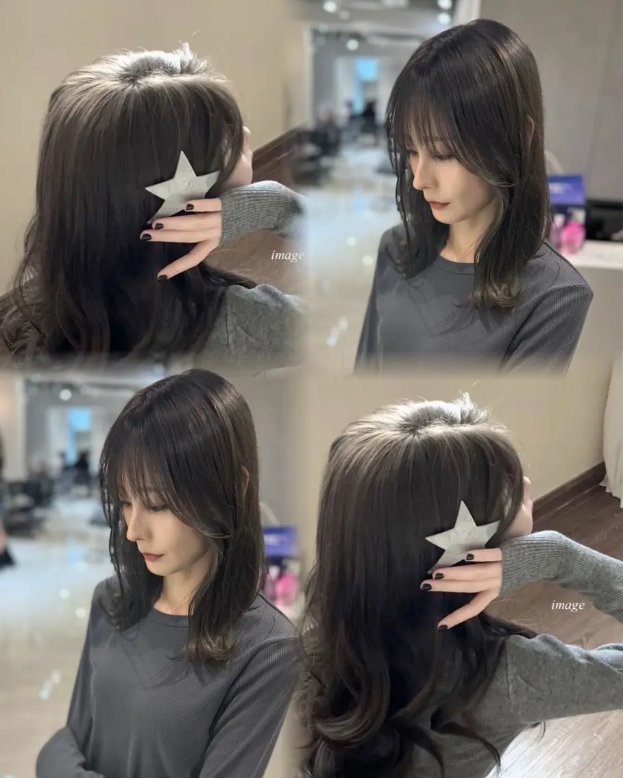 ミディアム カラー カット ヘアカラー トリートメント 韓国風ハッシュカット 似合わせレイヤー池袋のヘアスタイル