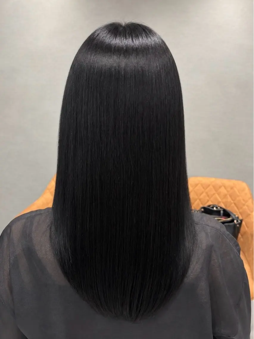 ロング カラー 黒髪 ブルーカラー ブルーブラック ヘアカラー トリートメント 透明感カラー💎 アレンジ🩰Rimiのヘアスタイル