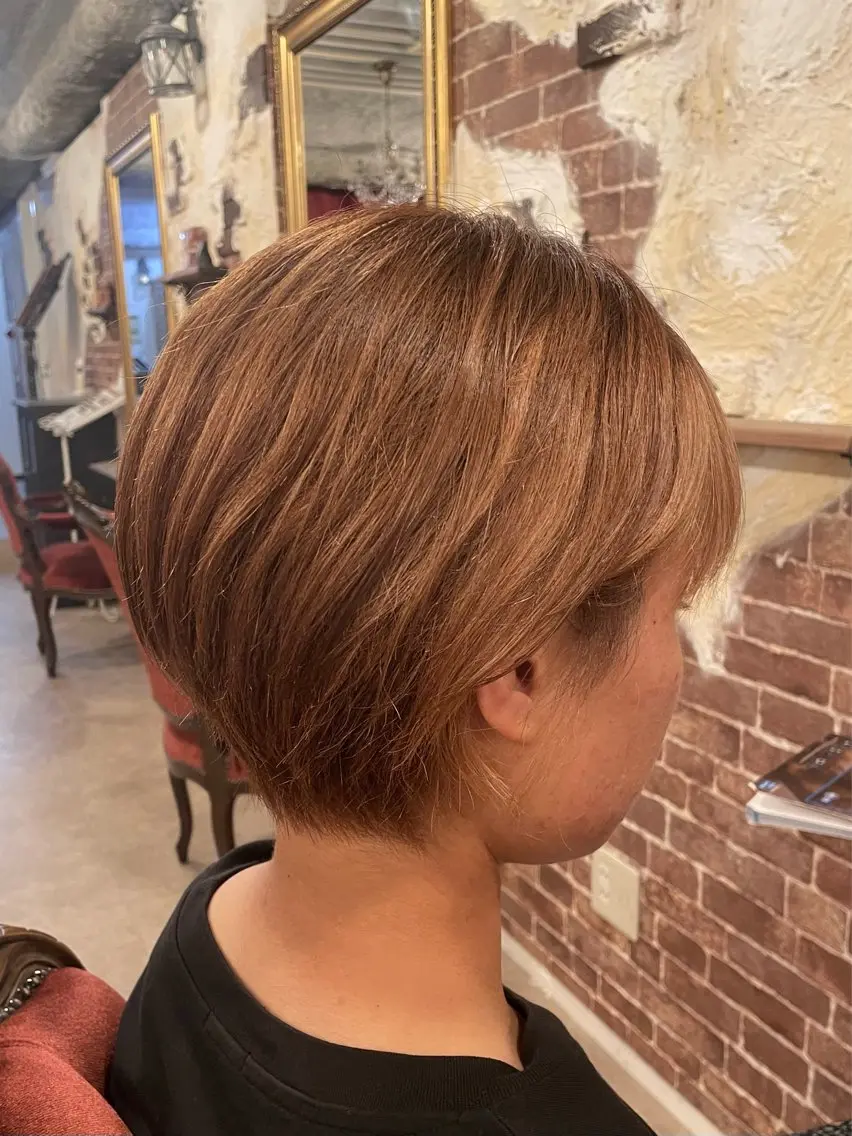 ショート カラー ベージュカラー オレンジ オレンジベージュ ショートヘア 髪質改善✨Zina浦 安/個室🌈YUKIのヘアスタイル