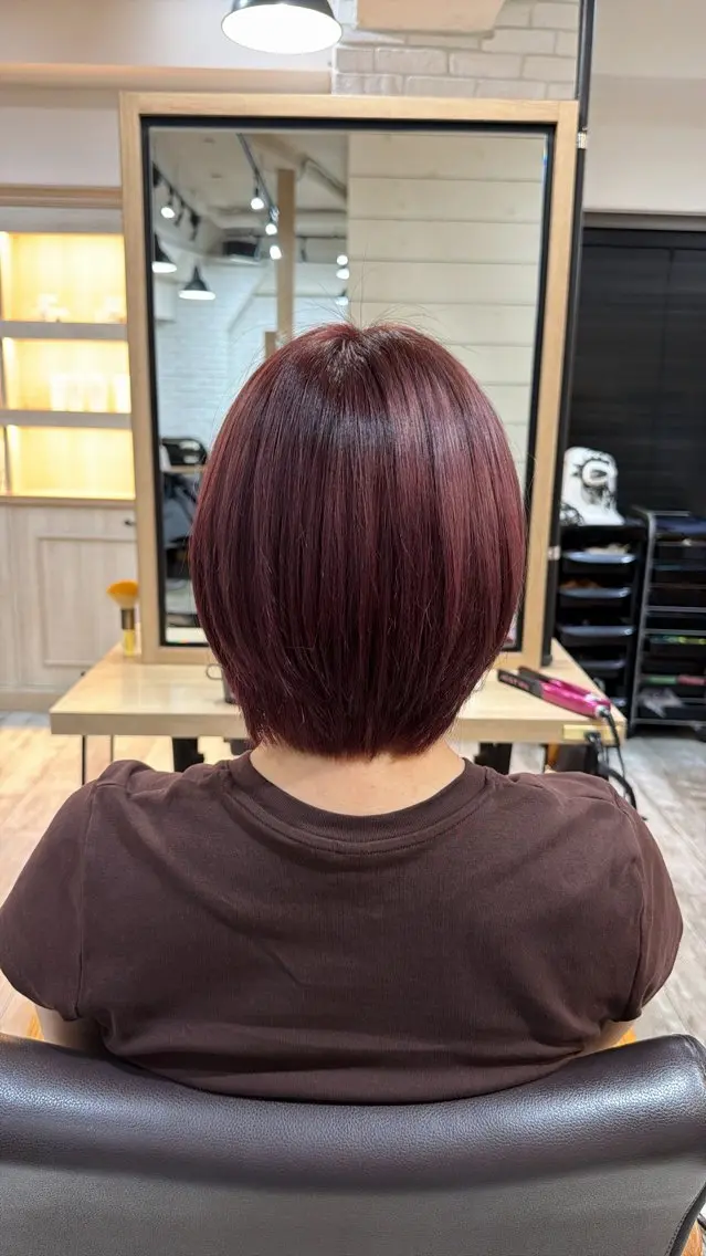 ショート カラー ブリーチ レッドカラー ヘアカラー Harue ·͜·のヘアスタイル