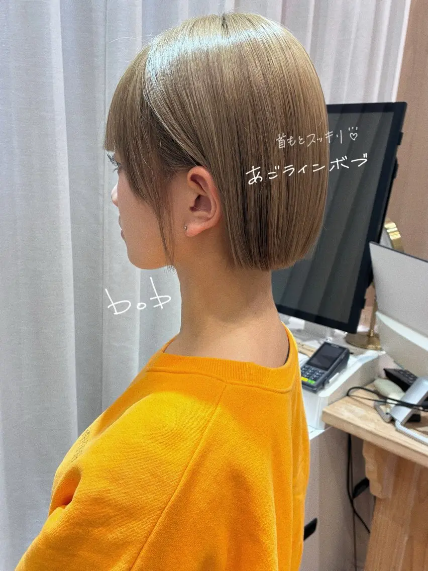 ショート 切りっぱなしボブ ボブ moe/名古屋美容室 /モデル募集のヘアスタイル