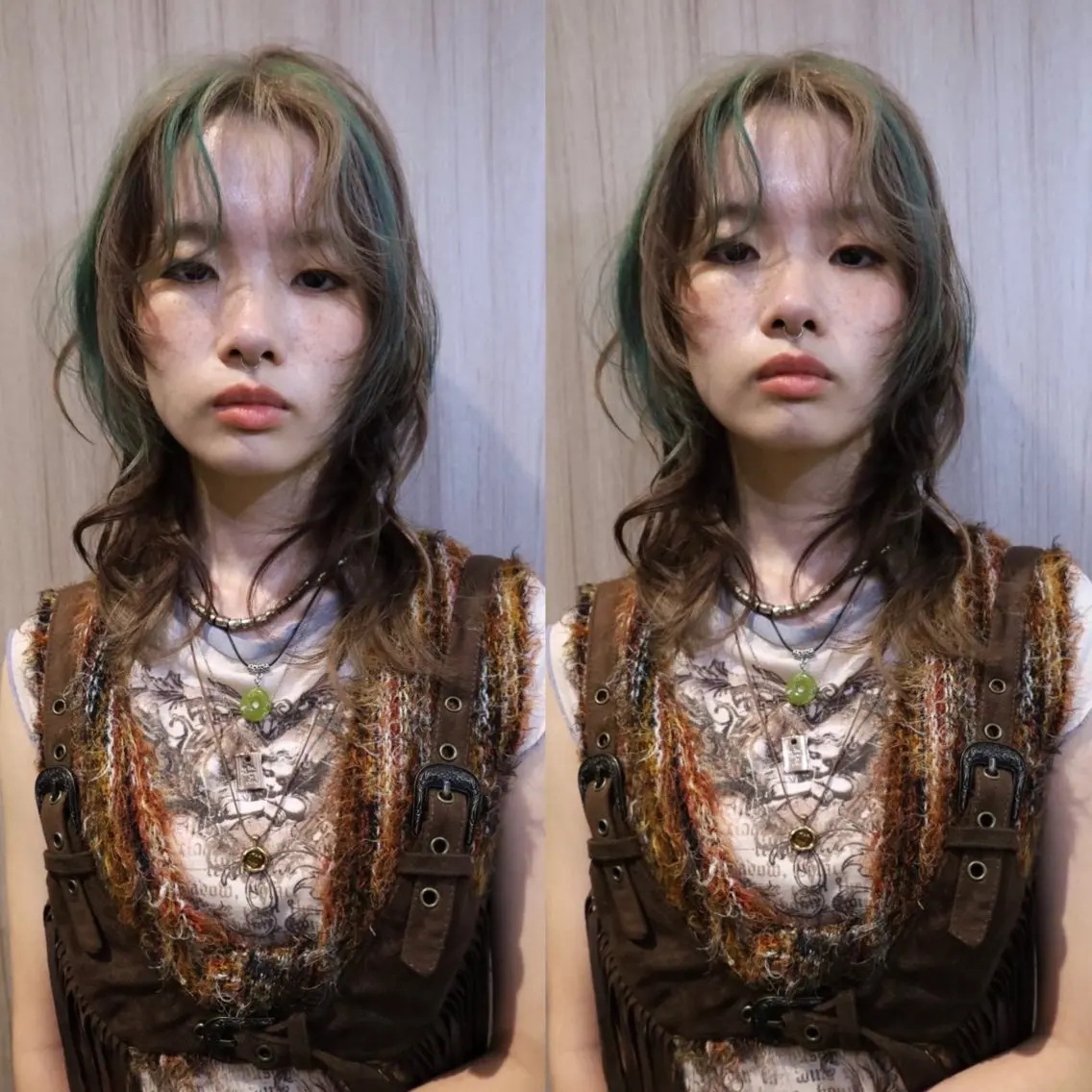 セミロング カラー デザインカラー レイヤーカット 💫レイヤーカット 💫ブリーチ💫サキのヘアスタイル