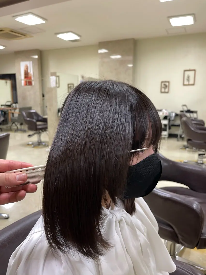 ミディアム 縮毛・酸性ストレート モデル募集のヘアスタイル