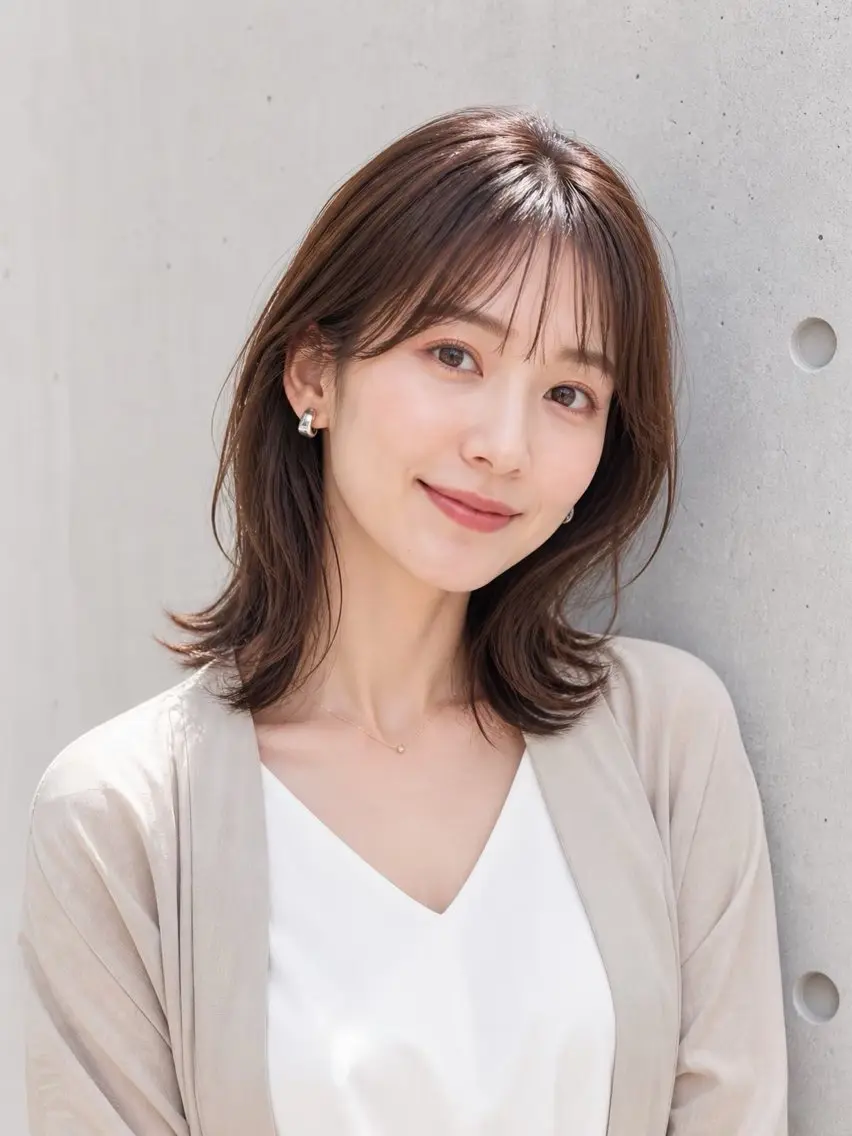 ミディアム カラー カット ヘアカラー 宇梶 千愛のヘアスタイル