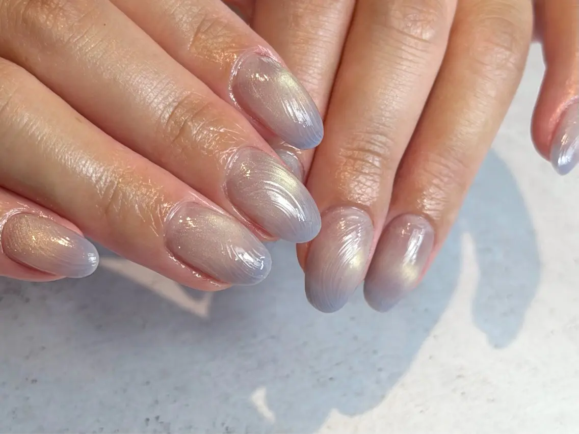 ネイル クリアネイル フラッシュネイル フラッシュマグ フレンチネイル マグネットネイル ハンドネイル Luana nailのネイルデザイン