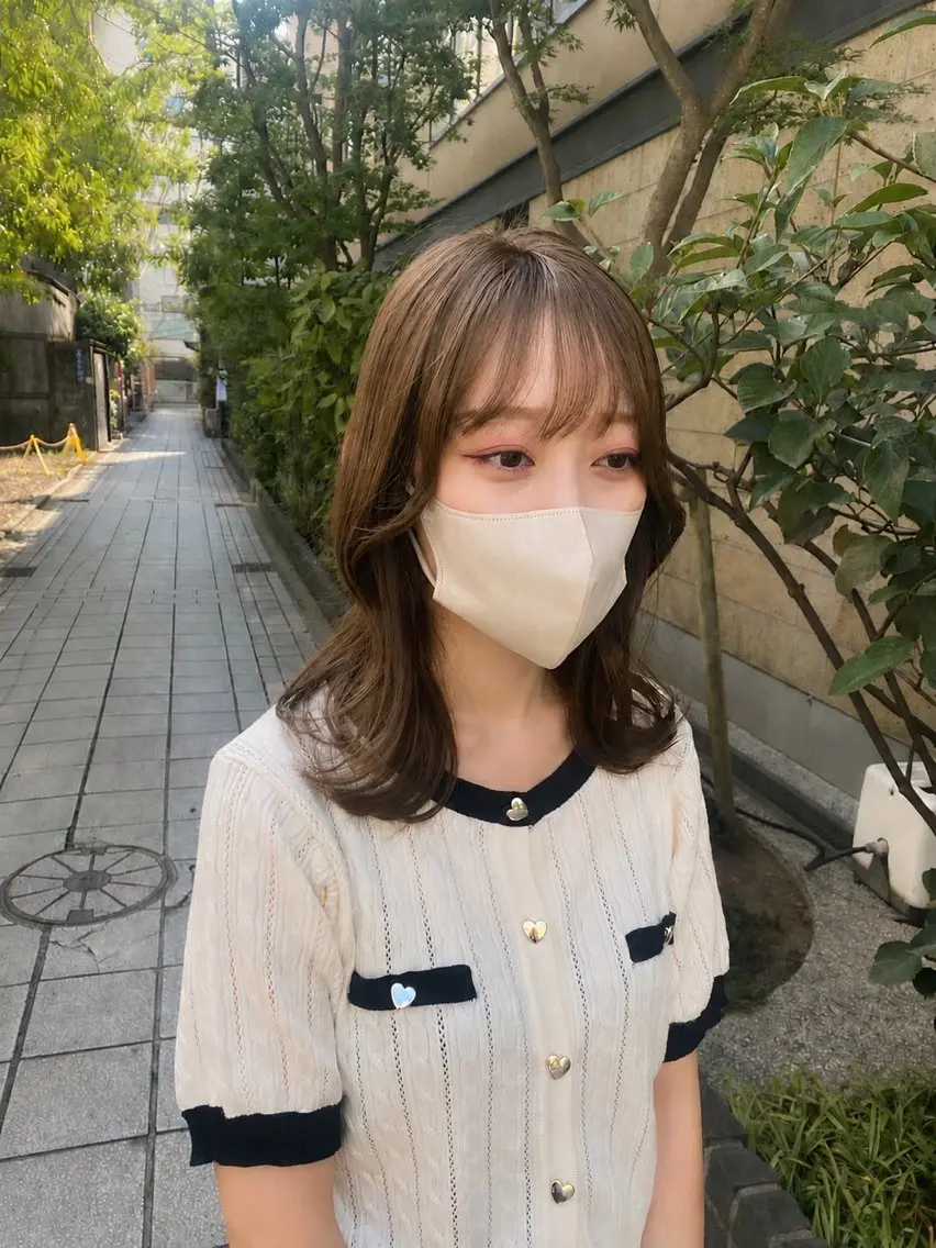 ミディアム カット ヘアカラー トリートメント 木場 真愛耶のヘアスタイル
