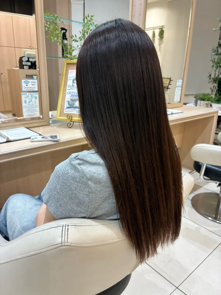 ロング 縮毛矯正 藤本 ゆいのヘアスタイル