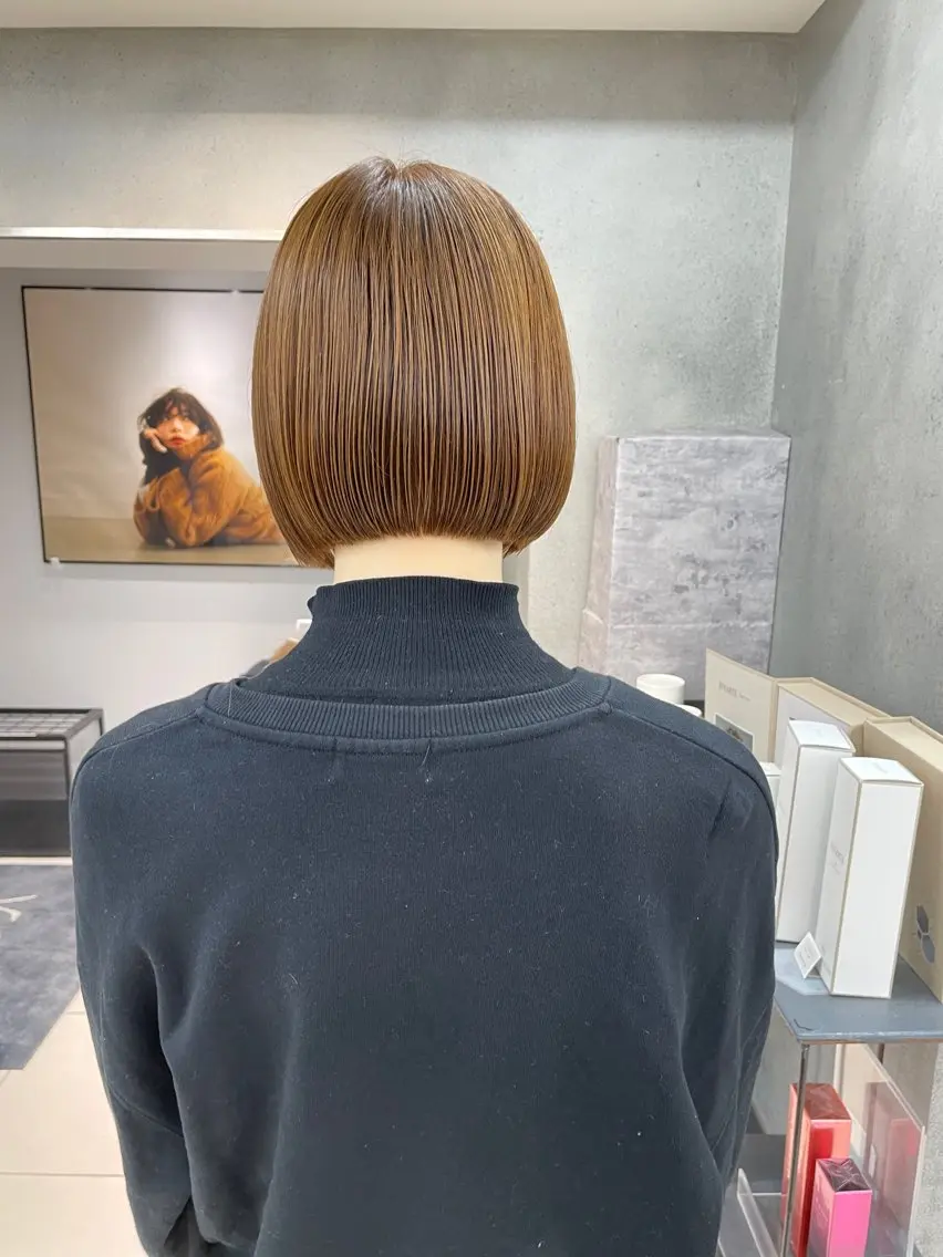 ショート カラー ヘアアレンジ ベージュカラー ボブ ボブ/透明感ベージュ 🫧クルミ🌟のヘアスタイル
