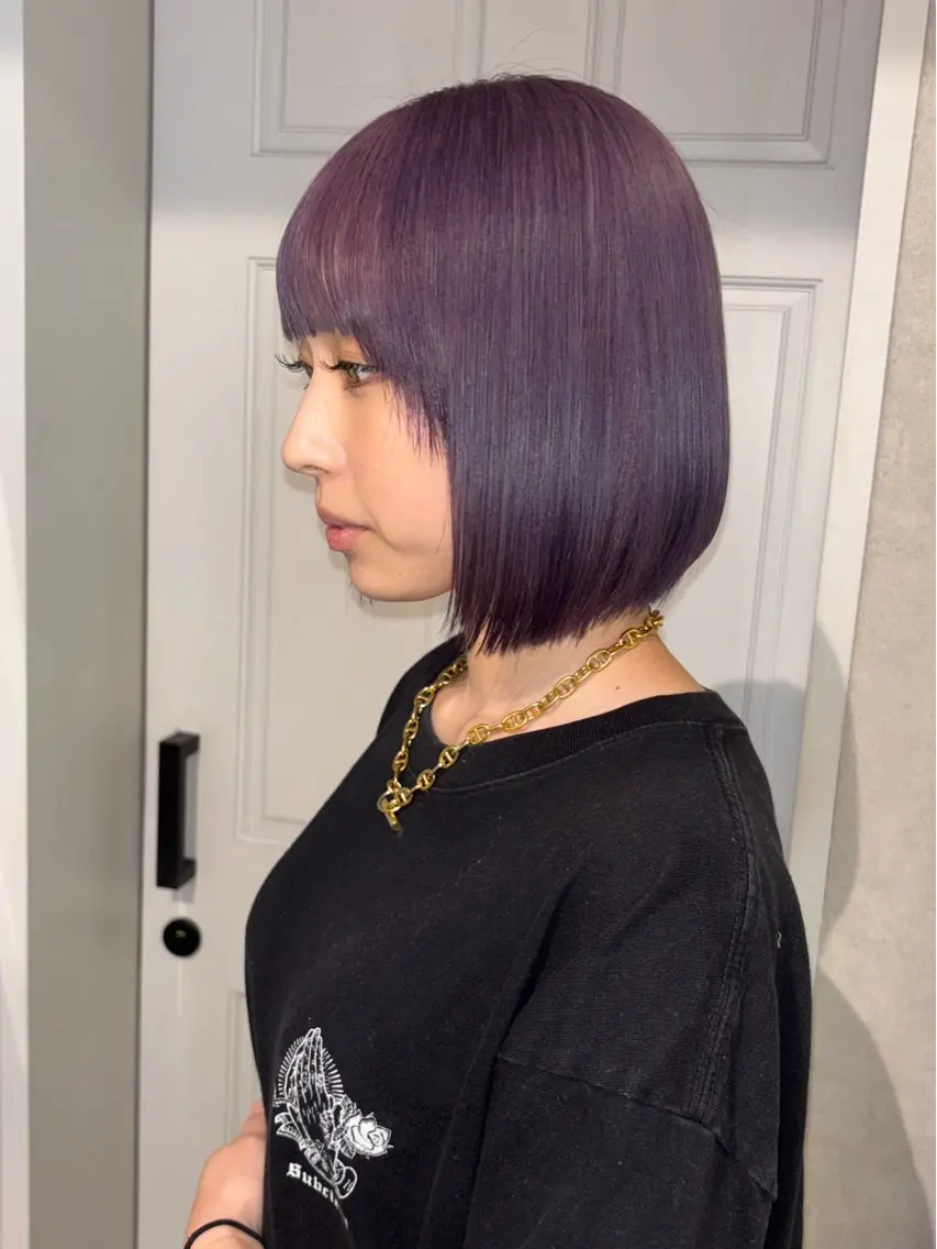 ミディアム カラー ヘアアレンジ 切りっぱなしボブ ブリーチ ダブルカラー イヤリングカラー ハイライトカラー ヘアカラー iona/ハイトーン /ネイルのネイルデザイン