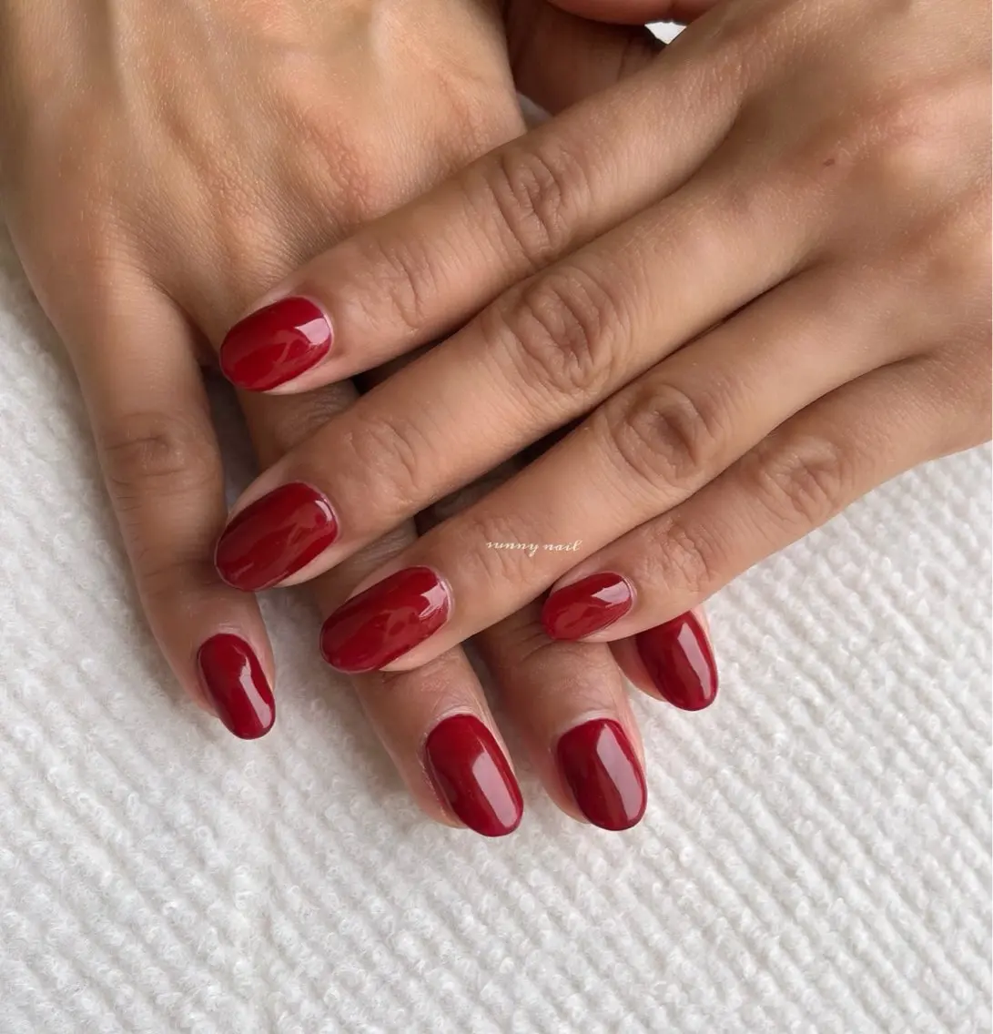 ネイル ボルドー ジェルネイル ワンカラーネイル パラジェル sunny nailのネイルデザイン